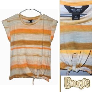 Simply Vera Vera Wang Women's Striped Top - Orange and Cream